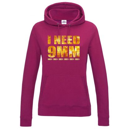 Ladies I NEED 9MM Hoodie - Hot Pink, 18