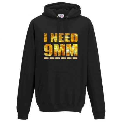 Mens I NEED 9MM Hoodie - Black, 5XL