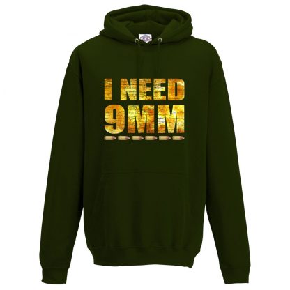 Mens I NEED 9MM Hoodie - Forest Green, 2XL