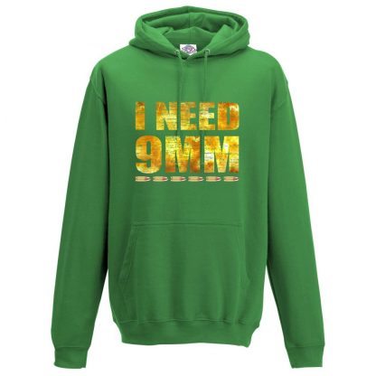 Mens I NEED 9MM Hoodie - Kelly Green, 2XL