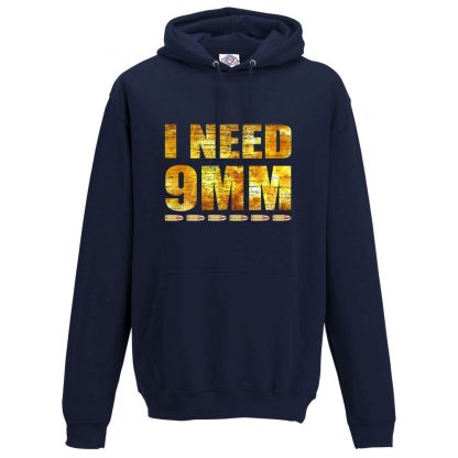 Mens I NEED 9MM Hoodie - Navy, 5XL