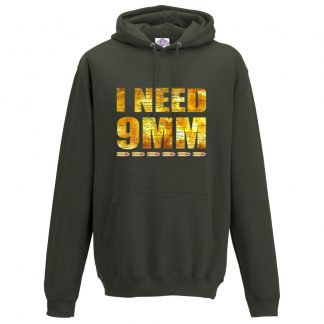 Mens I NEED 9MM Hoodie - Olive Green, 2XL