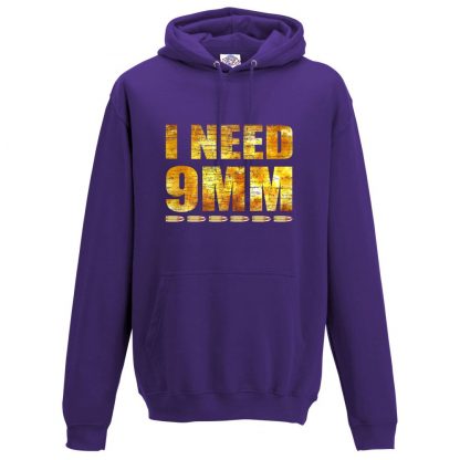Mens I NEED 9MM Hoodie - Purple, 3XL