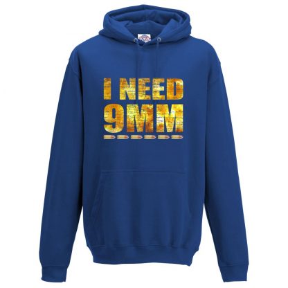 Mens I NEED 9MM Hoodie - Royal Blue, 3XL