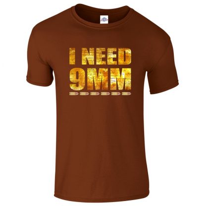 Mens I NEED 9MM T-Shirt - Chestnut, 2XL