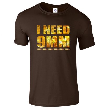 Mens I NEED 9MM T-Shirt - Dark Chocolate, 2XL