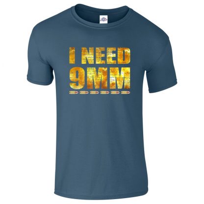 Mens I NEED 9MM T-Shirt - Indigo Blue, 2XL