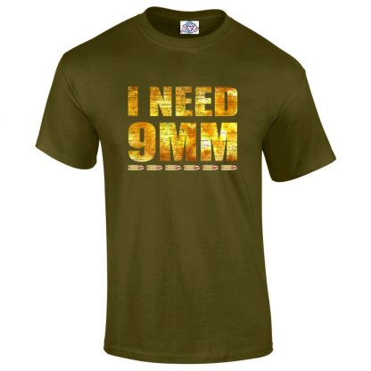 Mens I NEED 9MM T-Shirt - Military Green, 2XL