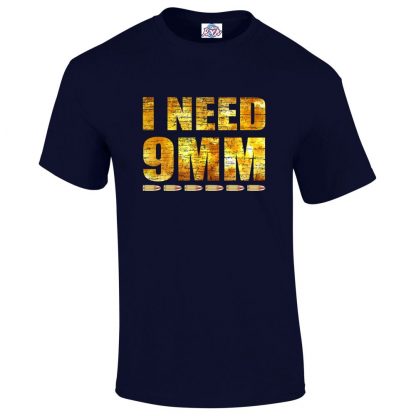 Mens I NEED 9MM T-Shirt - Navy, 5XL