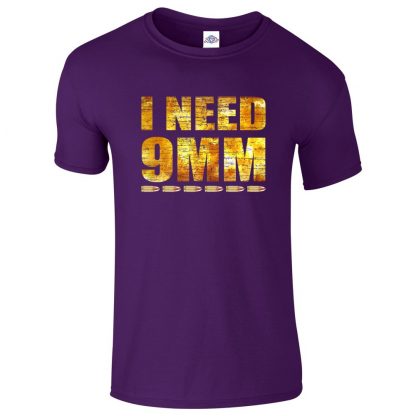 Mens I NEED 9MM T-Shirt - Purple, 2XL