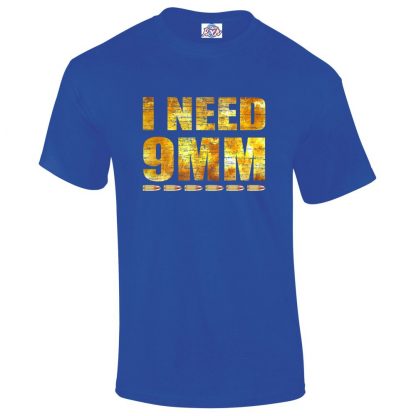Mens I NEED 9MM T-Shirt - Royal Blue, 5XL