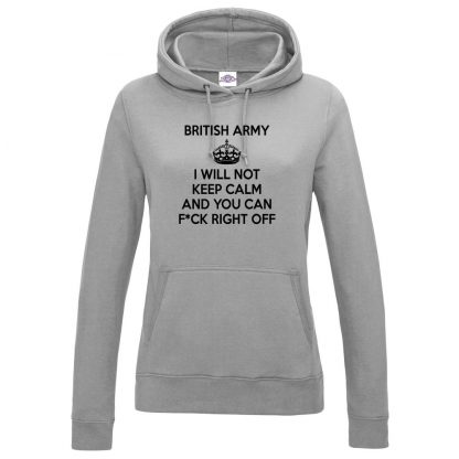 Ladies ARMY KEEP CALM Hoodie - Grey, 18