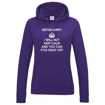 Ladies ARMY KEEP CALM Hoodie - Purple, 18