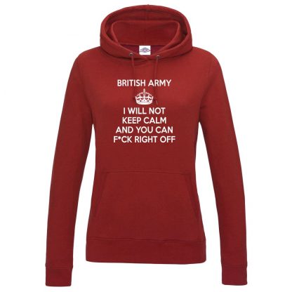 Ladies ARMY KEEP CALM Hoodie - Red, 18