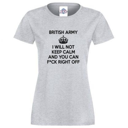 Ladies ARMY KEEP CALM T-Shirt - Heather Grey, 18