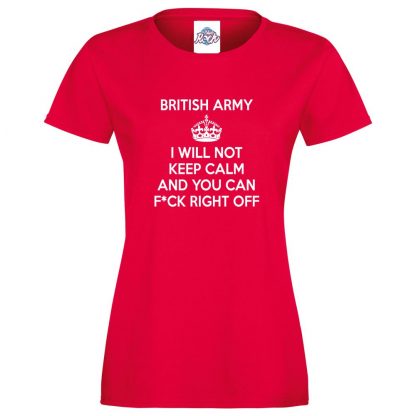 Ladies ARMY KEEP CALM T-Shirt - Red, 18