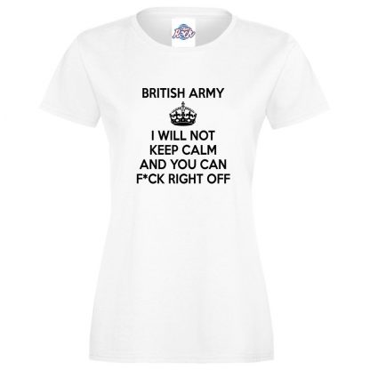 Ladies ARMY KEEP CALM T-Shirt - White, 18