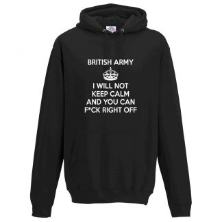 Mens ARMY KEEP CALM Hoodie - Black, 5XL