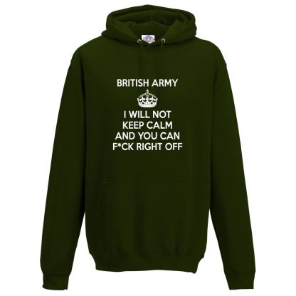 Mens ARMY KEEP CALM Hoodie - Forest Green, 2XL