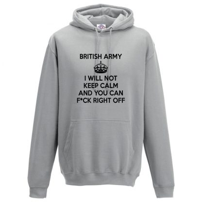 Mens ARMY KEEP CALM Hoodie - Charcoal, 2XL