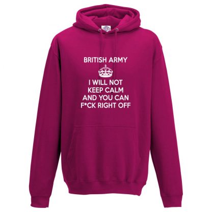 Mens ARMY KEEP CALM Hoodie - Hot Pink, 2XL