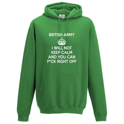 Mens ARMY KEEP CALM Hoodie - Kelly Green, 2XL