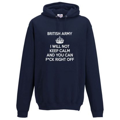 Mens ARMY KEEP CALM Hoodie - Navy, 5XL