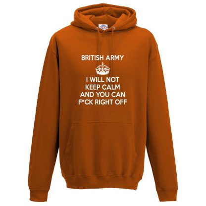 Mens ARMY KEEP CALM Hoodie - Orange, 2XL