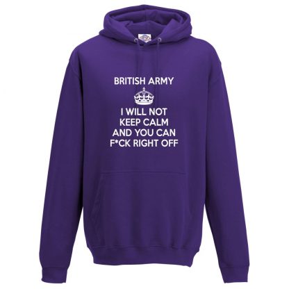 Mens ARMY KEEP CALM Hoodie - Purple, 3XL