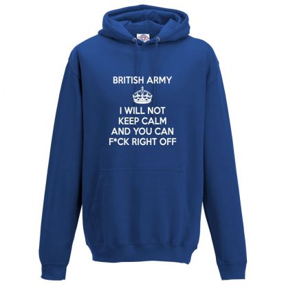 Mens ARMY KEEP CALM Hoodie - Royal Blue, 3XL