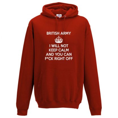 Mens ARMY KEEP CALM Hoodie - Red, 3XL