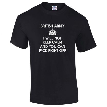 Mens ARMY KEEP CALM T-Shirt - Black, 5XL