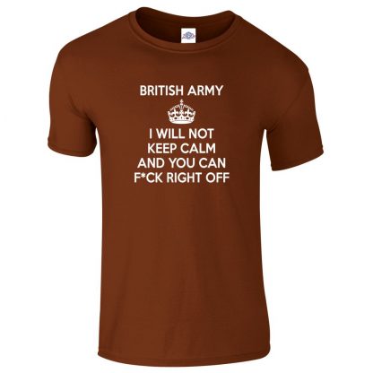 Mens ARMY KEEP CALM T-Shirt - Chestnut, 2XL