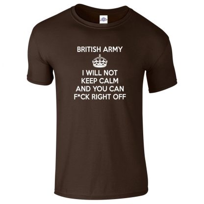 Mens ARMY KEEP CALM T-Shirt - Dark Chocolate, 2XL