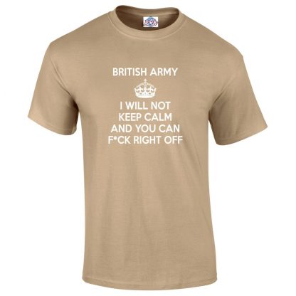 Mens ARMY KEEP CALM T-Shirt - Desert, 2XL