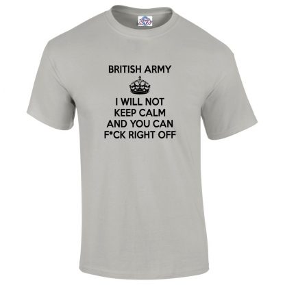 Mens ARMY KEEP CALM T-Shirt - Grey, 5XL