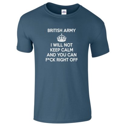 Mens ARMY KEEP CALM T-Shirt - Indigo Blue, 2XL