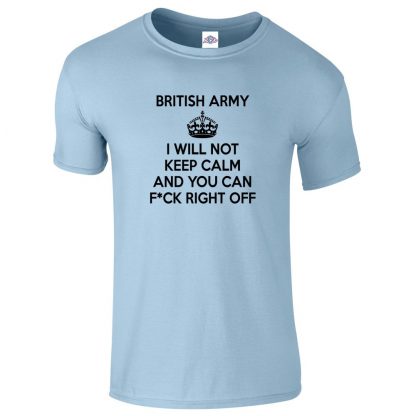 Mens ARMY KEEP CALM T-Shirt - Light Blue, 2XL