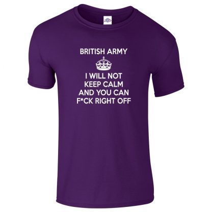 Mens ARMY KEEP CALM T-Shirt - Purple, 2XL