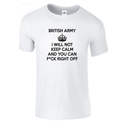 Mens ARMY KEEP CALM T-Shirt - White, 5XL