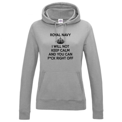 Ladies NAVY KEEP CALM Hoodie - Grey, 18