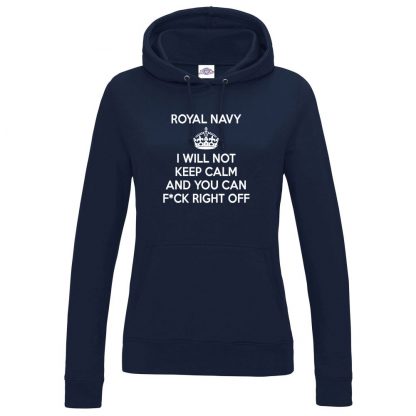 Ladies NAVY KEEP CALM Hoodie - Navy, 18