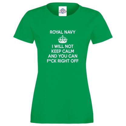 Ladies NAVY KEEP CALM T-Shirt - Kelly Green, 18