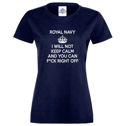 Ladies NAVY KEEP CALM T-Shirt - Navy, 18