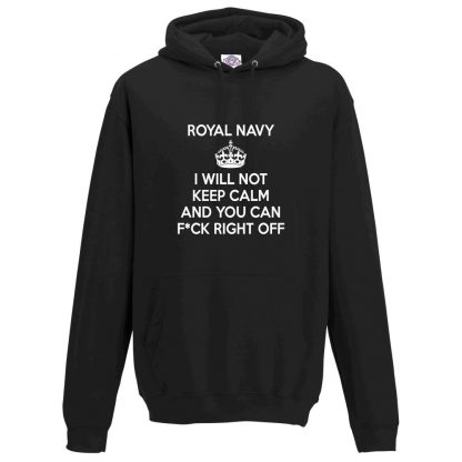 Mens NAVY KEEP CALM Hoodie - Black, 5XL