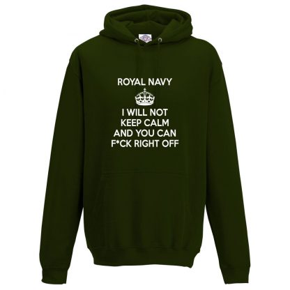 Mens NAVY KEEP CALM Hoodie - Forest Green, 2XL