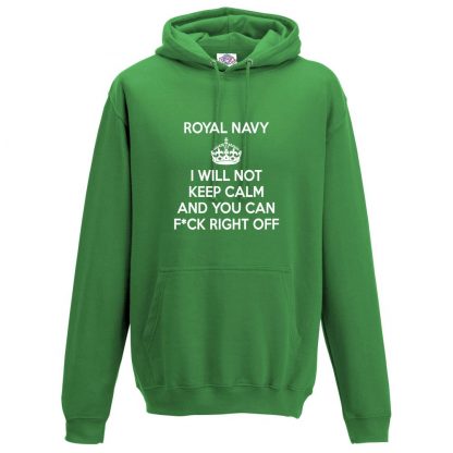 Mens NAVY KEEP CALM Hoodie - Kelly Green, 2XL