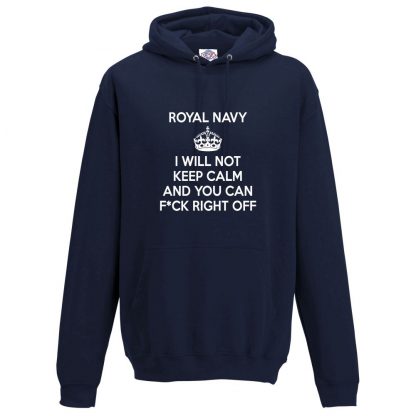 Mens NAVY KEEP CALM Hoodie - Navy, 5XL