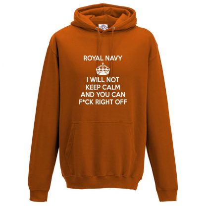 Mens NAVY KEEP CALM Hoodie - Orange, 2XL