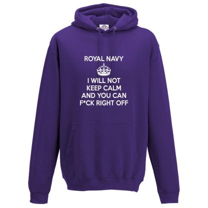 Mens NAVY KEEP CALM Hoodie - Purple, 3XL